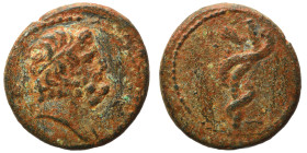 SYRIA, Seleukis and Pieria. Antioch. Pseudo-autonomous, 2nd century. Ae Tessera (bronze, 3.78 g, 17 mm). Head of Asklepios right. Rev. Serpent-entwine...