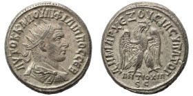 SYRIA, Seleucis and Pieria. Antioch. Philip I, 244-249. Tetradrachm (billon, 11.91 g, 26 mm). Laureate, draped and cuirassed bust right. Rev. ΔΗΜΑΡΧ Ε...