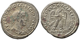 SYRIA, Seleucis and Pieria. Antioch. Philip II, 247-249. Tetradrachm (billon, 11.73 g, 26 mm). Laureate, draped and cuirassed bust right. Rev. ΔΗΜΑΡΧ ...