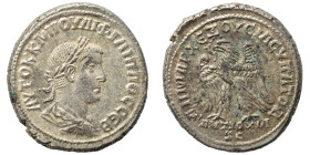 SYRIA, Seleucis and Pieria. Antioch. Philip II, 247-249. Tetradrachm (billon, 11.94 g, 27 mm). Laureate, draped and cuirassed bust right. Rev. ΔΗΜΑΡΧ ...