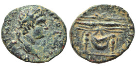SYRIA. Seleucis and Pieria. Seleucia Pieria. Caracalla, 198-217. Assarion (bronze, 3.50 g, 18 mm). [..] ΑΥ ΑΝΤΩΝΙΝΟC Laureate head of Caracalla to rig...