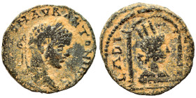 SYRIA, Seleucis and Pieria. Laodicea ad Mare. Elagabalus, 218-222. Ae (bronze, 4.10 g, 11 mm). Laureate head right. Rev. Turreted and draped bust of T...