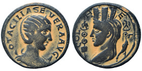 SYRIA, Coele-Syria. Heliopolis. Otacilia Severa, Augusta, 244-249. Ae (bronze, 19.62 g, 29 mm). OTACILIA SEVERA AVG Diademed and draped bust right, se...