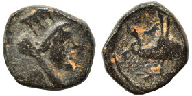PALMYRENE. Palmyra. Pseudo-autonomous issue, circa 1st-3rd centuries AD. Ae (bronze, 0.69 g, 9 mm). Turreted head of Tyche right. Rev. Uncertain anima...