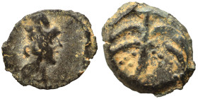 PALMYRENE. Palmyra. Pseudo-autonomous, circa 2nd-3rd cent. AD. Ae (bronze, 0.67 g, 11 mm). Turreted head of Tyche right. Rev. Palm tree. BMC 1-2; De S...