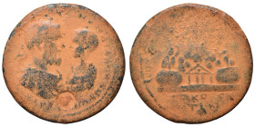 CAPPADOCIA. Caesarea-Eusebia. Macrinus, with Diadumenian as Caesar, 217-218. Ae Double Unit (bronze, 23.89 g, 38 mm). Confronted busts of Macrinus rig...
