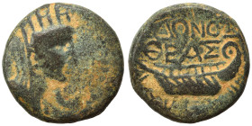 PHOENICIA. Sidon. Pseudo-autonomous, 1st century AD. Ae (bronze, 3.33 g, 15 mm). Turreted and draped bust of Tyche to right; star within crescent to r...