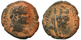 MESOPOTAMIA. Edessa. Caracalla, 198-217. Ae (bronze, 4.27 g, 20 mm). Laureate head of Caracalla to right. Rev. COL ENTONINIANA AVR KAIC (sic) Turreted...