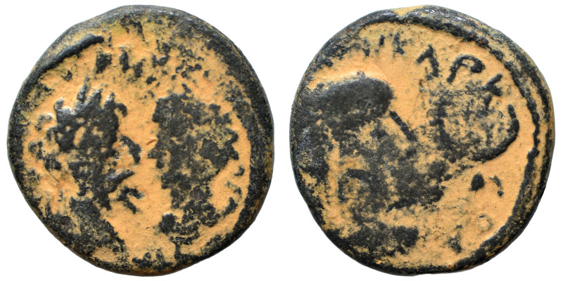MESOPOTAMIA. Carrhae. Septimius Severus with Caracalla, 193-211. Ae (bronze, 5.0...