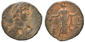 ACHAEA. Aegium. Caracalla, 198-217. Diassarion (bronze, 6.06 g, 23 mm). Laureate, draped and cuirassed bust right. Rev. AIΓI-ЄΩN Hygieia standing faci...