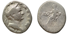 Vespasian, 69-79. Denarius (silver, 2.87 g, 17 mm), Rome. IMP CAES VESP AVG P M COS IIII Laureate head right. Rev. TRI POT Vesta, draped, veiled, seat...