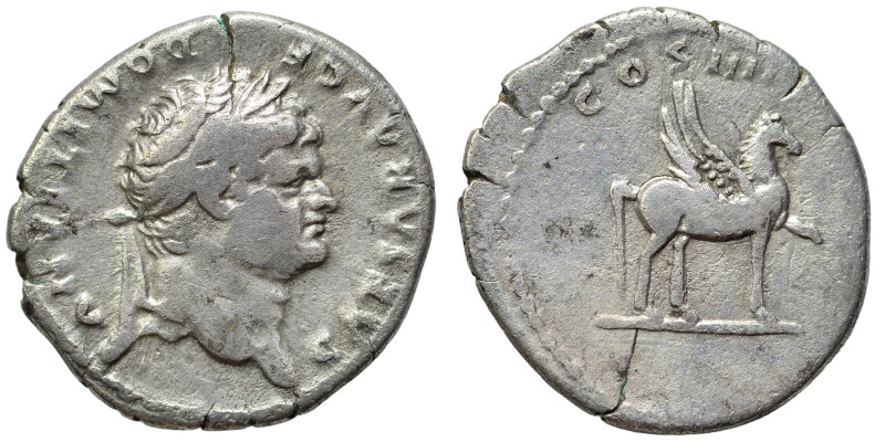 Domitian, as Caesar, 69-81. Denarius (silver, 3.03 g, 18 mm), Rome. CAESAR AVG F...