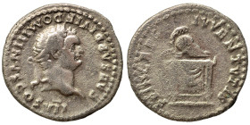 Domitian, as Caesar, 69-81. Denarius (silver, 3.01 g, 18 mm). CAESAR DIVI F DOMITIANVS COS VII Laureate head right. Rev. PRINCEPS IVVENTVTIS Helmet on...