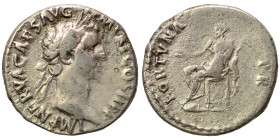 Nerva, 96-98. Denarius (silver, 3.00 g, 17 mm), Rome. IMP NERVA CAES AVG PM TR P COS II P P Laureate head right. Rev. FORTVNA P R Fortuna seated left,...