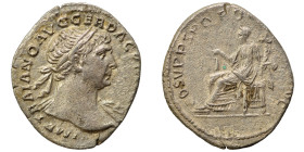 Trajan, 98-117. Denarius (silver, 2.66 g, 19 mm), Rome. IMP TRAIANO AVG GER DAC P M TR P Laureate head right, drapery on left shoulder. Rev. COS V P P...
