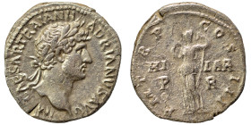Hadrian, 117-138. Denarius (silver, 2.78 g, 18 mm), Rome. IMP CAESAR TRAIAN HADRIANVS AVG Laureate bust right. Rev. P M TR P COS III / HI-LAR / P – R....