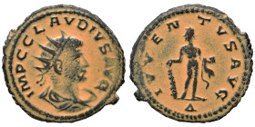 Claudius II, 268-270. Antoninianus (billon, 3.09 g, 21 mm), Antioch. C CLAVDIVS AVG Radiate, draped bust right. Rev. IVVENTVS AVG Hercules standing fa...
