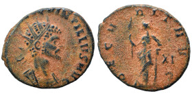 Quintillus, 270. Antoninianus (bronze, 2.57 g, 20 mm), Rome. IMP CM AVR CL QVINTILLVS AVG Radiate, cuirassed bust right. Rev. SECVRIT AVG Securitas st...