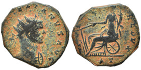 Aurelian, 270-275. Antoninianus (bronze, 2.77 g, 19 mm), Siscia. IMP AVRELIANVS AVG Radiate and cuirassed bust right. Rev. FORTVNA REDVX Fortuna seate...