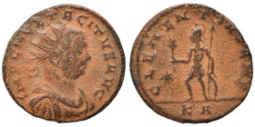 Tacitus, 275-276. Antoninianus (bronze, ), Tripolis. IMP C M CL TACITVS AVG Radiate, draped, and cuirassed bust right. Rev. CLEMENTIA TEMP / KA. Mars ...