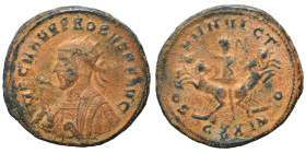 Probus, 276-282. Antoninianus (bronze, 3.63 g, 23 mm), Cyzicus. IMP C M AVR PROBVS P F AVG. Radiate and mantled bust left, holding eagle-tipped sceptr...
