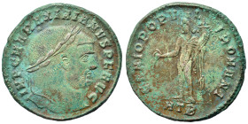 Maximianus, 286-305. Follis (bronze, 9.85 g, 28 mm), Heraclea. IMP C M A MAXIMIANVS PF AVG Laureate head right. Rev. GENIO POPVLI ROMANI Genius standi...