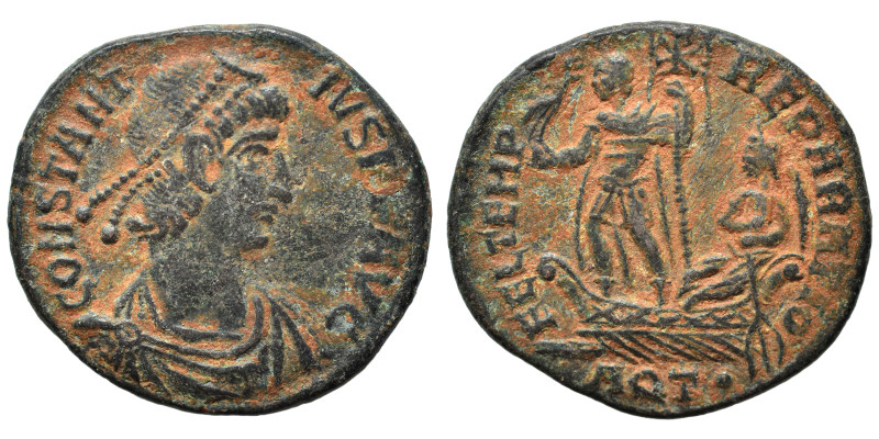 Constantius II, 337-361. Follis (bronze, 4.63 g, 22 mm), Aquileia. CONSTANTIVS P...