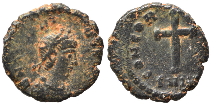 Valentinian III, 425-455. Ae (bronze, 0.73 g, 11 mm), Cyzicus. D N VALENTINIANO ...