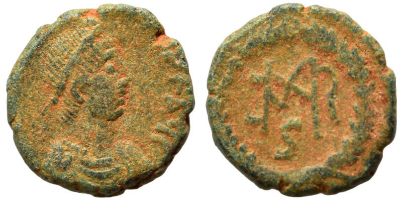 Marcian, 450-457. Nummus (bronze, 1.24 g, 11 mm), Cyzicus. D N MARCIANVS P F AV ...