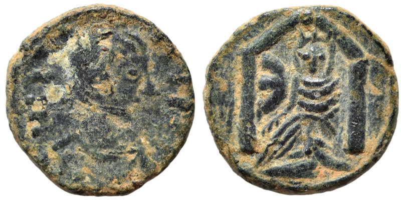 Justin I, 518-527. Pentanummium (bronze, 1.53 g, 12 mm), Theoupolis (Antioch). D...