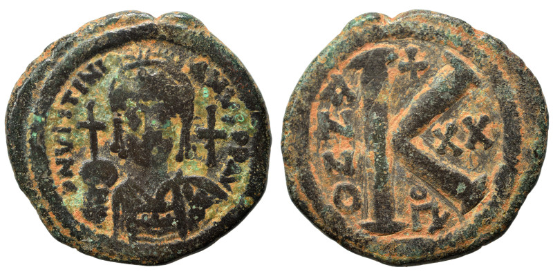 Justinian I, 527-565. Half follis (bronze, 9.78 g, 28 mm), Theoupolis (Antioch)....