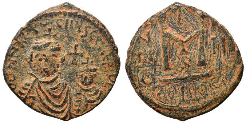 Heraclius, with Heraclius Constantine, 610-641. Follis (bronze, 10.48 g, 28 mm),...