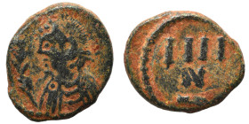 VANDALS. Municipal coinage of Carthage, circa 480-533. 4 Nummi (bronze, 1.14 g, 11 mm), circa 523-533. Diademed, draped and cuirassed imperial bust to...
