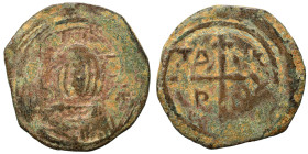 CRUSADERS. Principality of Antioch. Tancred, regent, 1101-1112. Follis (bronze, 3.79 g, 21 mm). Nimbate bust of Christ facing, holding book of Gospels...