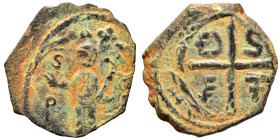 CRUSADERS. Principality of Antioch. Tancred, regent, 1101-1112. Follis (bronze, 2.70 g, 20 mm). St. Peter standing facing, raising his right hand in b...