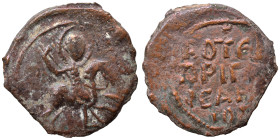CRUSADERS. Principality of Antioch. Roger of Salerno, regent, 1112-1119. Follis (bronze, 2.89 g, 22 mm). St. George, nimbate, on horseback to right, s...