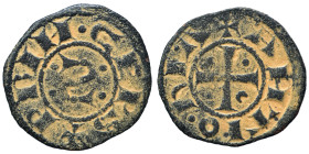 CRUSADERS. Principality of Antioch. Bohémond III, 1149-1163. Denier (bronze, 0.95 g, 16 mm) +PRIN•CEPS, retrograde S flanked by four pellets. Rev. +AN...