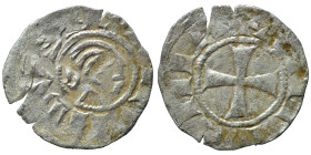 CRUSADERS. Principality of Antioch. Bohémond III, 1149-1163. Denier (silver, 0.61 g, 17 mm). Bare head right. Rev. Cross pattée, annulet in first quar...