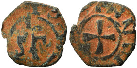 CRUSADERS. Principality of Antioch. Bohémond IV-V, 1233-1251. Pougeoise (bronze, 0.74 g, 13 mm). Fleur-de-lis. Rev. Cross pattee. Fine.
