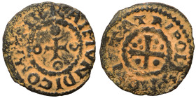 CRUSADERS. County of Tripoli. Raymond I / Raymond II, 1st half of 12th cent. Ae (bronze, 0.90 g, 16 mm). [RAIMV]NDI COMITI Cross pattée with annulet a...