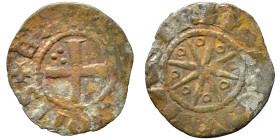 CRUSADERS. Tripoli. Raymond II / III, 1137-1187. Denier (silver, 0.56 g, 14 mm). + RAMVNDVS COMS Cross pattée; pellets in first and second quarters. R...