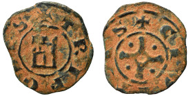 CRUSADERS. County of Tripoli. Bohémond V, 1233-1251. Pougeoise (bronze, 0.67 g, 17 mm). +CIVITAS Cross pommetée with central pellet-in-annulet; pellet...
