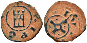CRUSADERS. County of Tripoli. Bohémond V, 1233-1251. Pougeoise (bronze, 0.99 g, 15 mm). +CIVITAS Cross pommetée with central pellet-in-annulet; pellet...