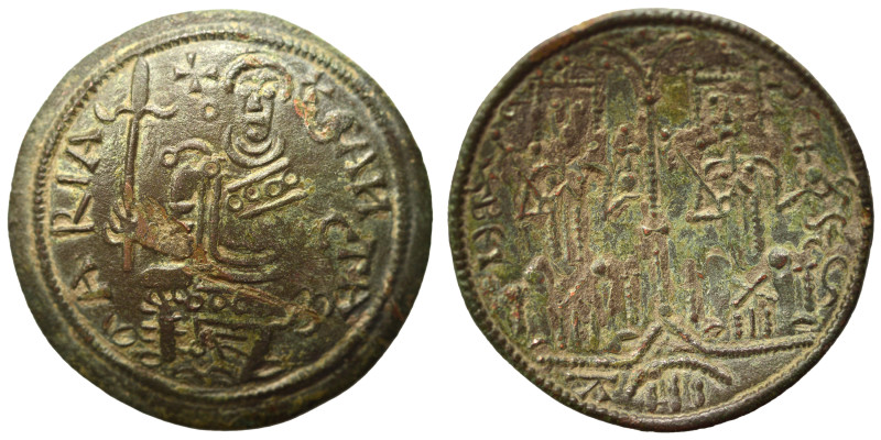 HUNGARY. Béla III, 1172-1196. Rézpénz (bronze, 3.13 g, 25 mm). +SANCTA ARIA The ...