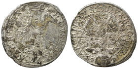 HOLY ROMAN EMPIRE. Habsburg. Leopold I, 1658-1705. 15 Kreuzer (silver, 5.42 g, 30 mm), 1663. Nearly very fine.
