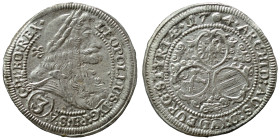 HOLY ROMAN EMPIRE. Habsburg. Leopold I, 1658-1705. 3 Kreuzer (silver, 1.42 g. 21 mm), 1704. Extremely fine.