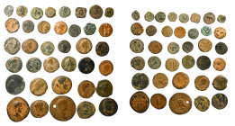 Group lot of 37 Ancient coins, mostly Roman Provincial, some repatinated. F - VF. As seen, no return