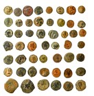 Group lot of 44 Ancient coins, mostly Roman Provincial, some repatinated. F - VF. As seen, no return
