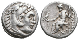 Greek
Kings of Macedon, Alexander III 'the Great'. AR Drachm. 336-323 BC. Lampsakos.
Obv: Head of Herakles right, wearing lion skin.
Rev: AΛEΞANΔPOY. ...