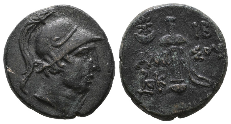 Greek
Pontos. Amisos circa 85-65 BC.
Bronze Æ
Head of young Ares right, wearing ...